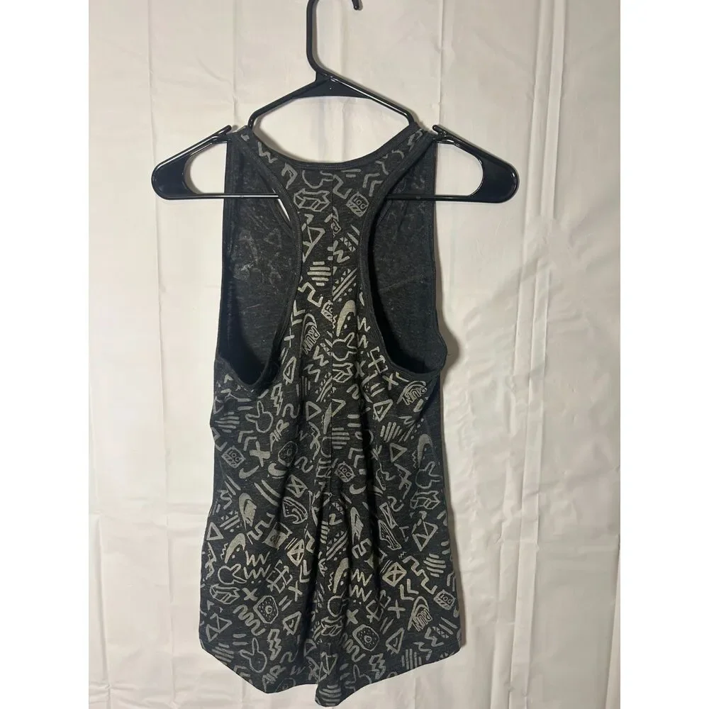 Nike Kids Large Heather Charcoal Gray Graphic Athletic Racerback Tank Top